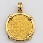 Portugal 400 Reis Gold Coin in Solid 18kt Gold Pendant dated 1787